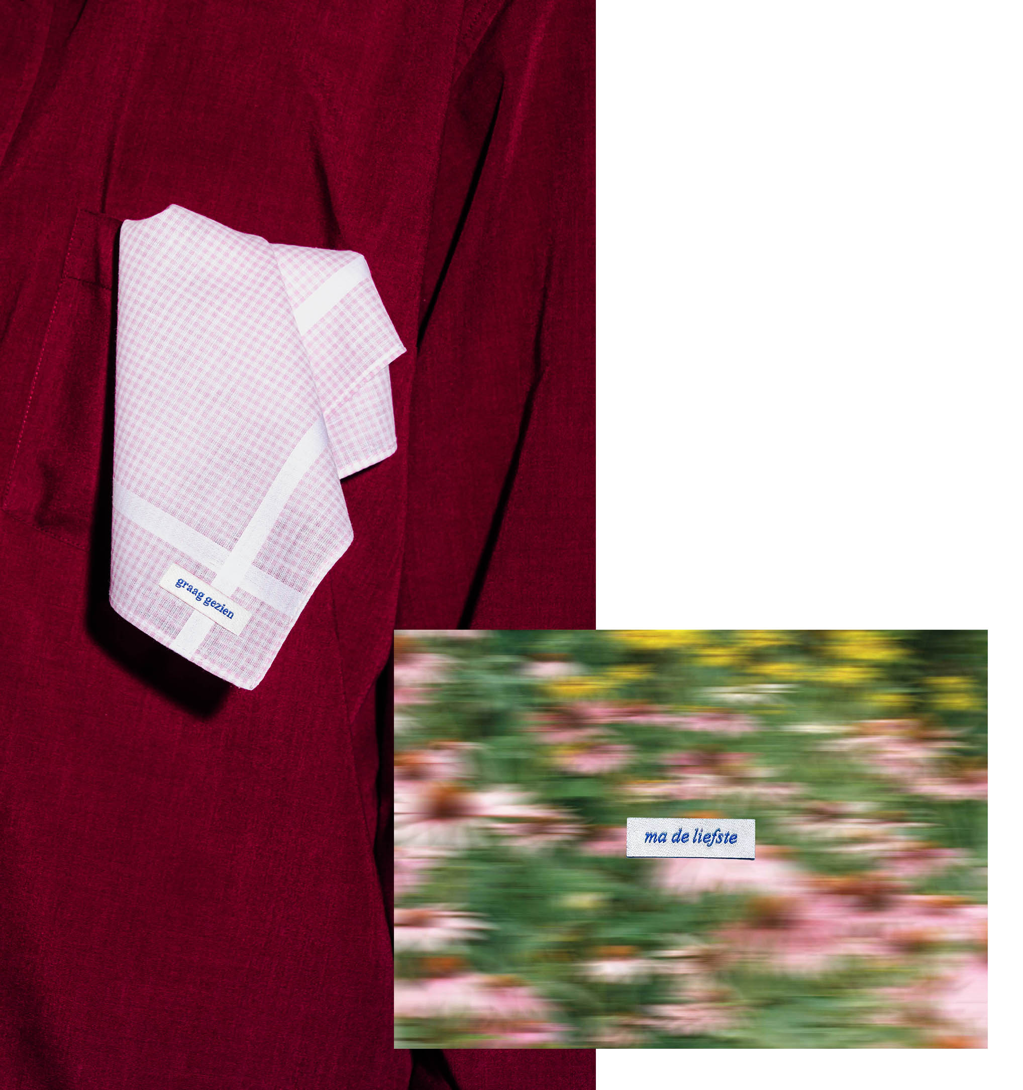 zakdoek & strijklabel - ma de liefste + graag gezien